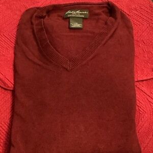 Eddie Bauer Men's Deep Red V-Neck Sweater